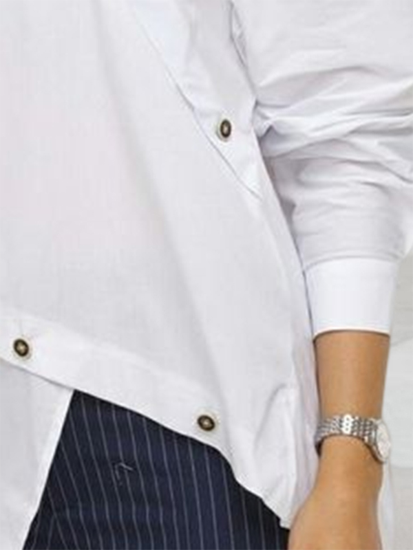 flowersverse Long Sleeves Asymmetric Buttoned Split-Front Blouses&Shirts Tops