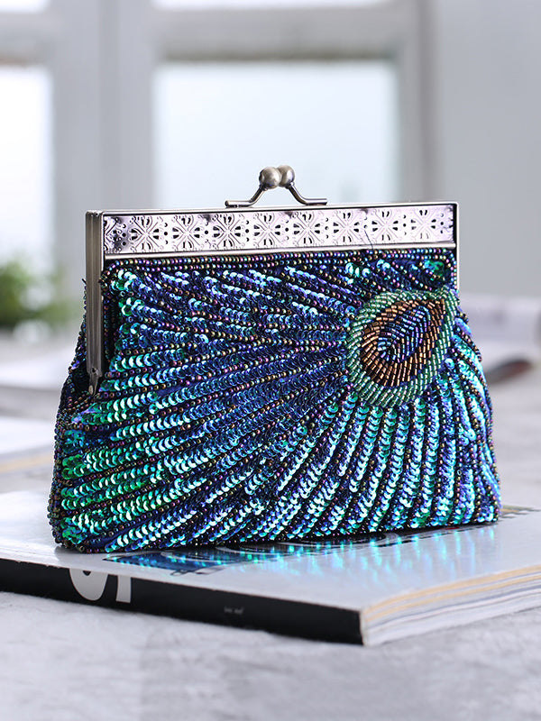 flowersverse 4 Colors Urban Geometric Sequined Makeup Bag Handbag