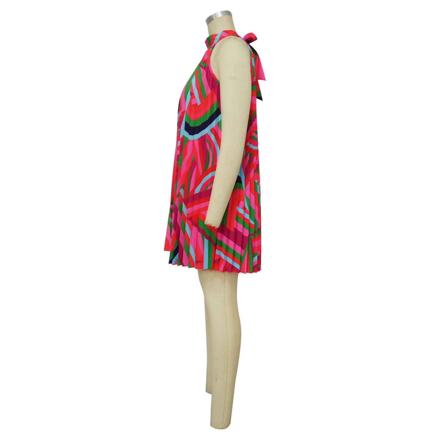 flowersverse Women's Beach Dress Off Shoulder Sleeveless Printed Pleated Dress
