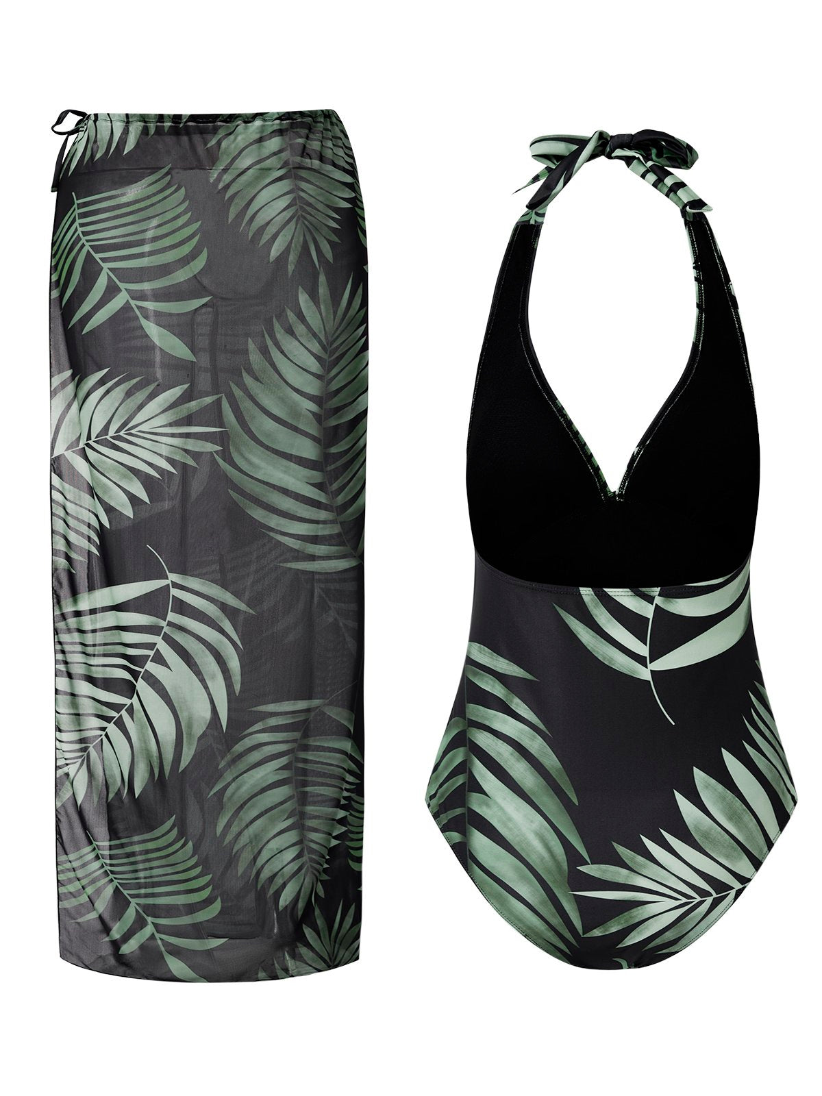 flowersverse Elegant Floral Printing V Neck One Piece Swimsuit