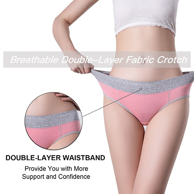 flowersverse Women's Plus Size Basic Vacation Pure Color Shaping Panty Stretchy High Waist Cotton 5 Pieces Green M