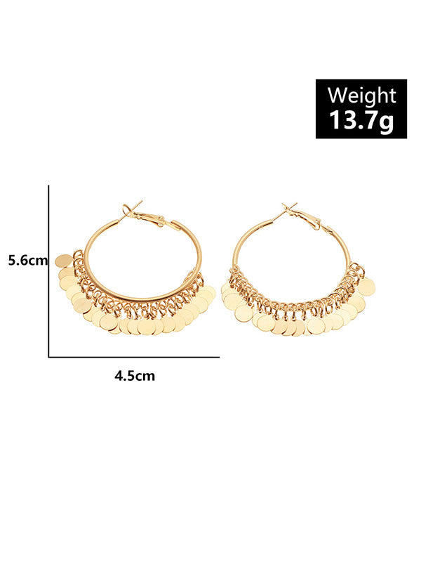 flowersverse Fashion Tasseled Solid Color Geometric Earrings Accessories