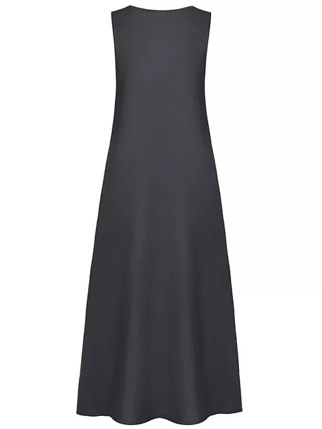 flowersverse Women's A-Line Dress Maxi long Dress - Sleeveless Color Block Patchwork Summer Plus Size Casual Holiday Vacation White Red Khaki Dusty Blue S M L XL XXL XXXL XXXXL XXXXXL
