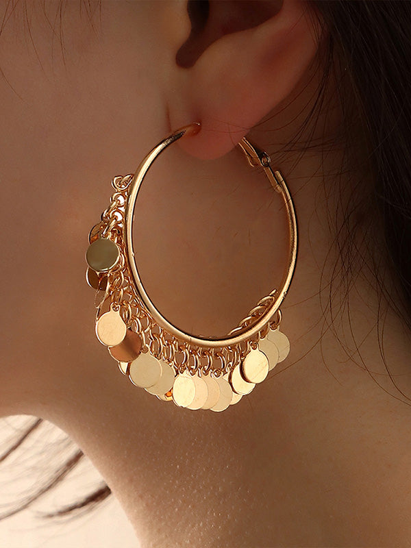 flowersverse Fashion Tasseled Solid Color Geometric Earrings Accessories