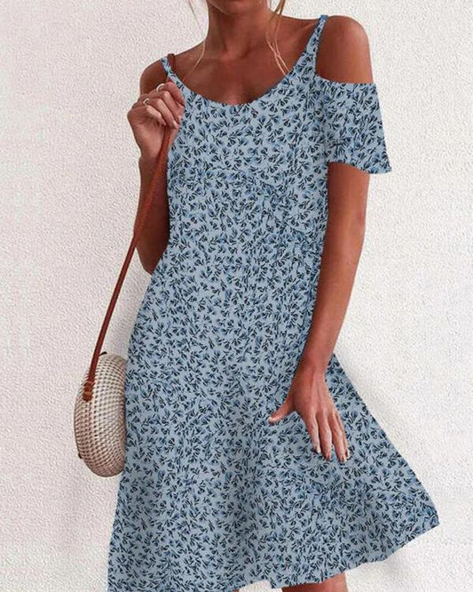 flowersverse Falbala Floral Off Shoulder Dress