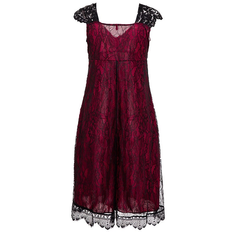flowersverse Large Lace V-Neck Gothic Dress