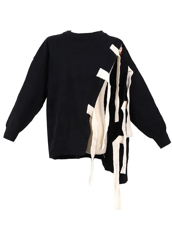 flowersverse Stylish Bowknot Round-Neck Knitting Sweater