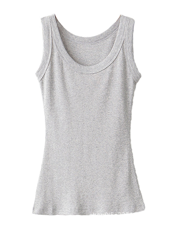 flowersverse 5 Colors Simple Solid Color Sleeveless Vest Top