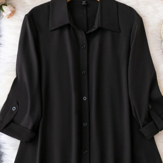 flowersverse Women's Plus Size Shirt Dress Solid Color Shirt Collar Ruched Half Sleeve Fall Spring Casual Mini Dress Holiday Weekend Dress