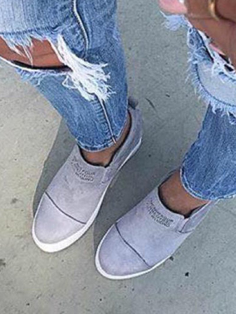 flowersverse Women Faux Suede Wedge heel Sneakers Slip on Breathable Shoes