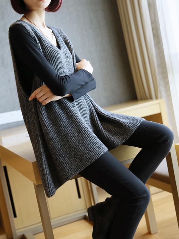 flowersverse Casual V-Neck Knitting Vest