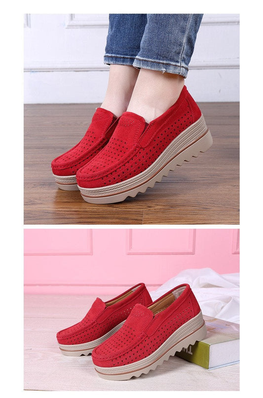 flowersverse Women Shoes Platform Sneakers Slip On Flats Loafers Moccasins Hollow Out Casual Shoes