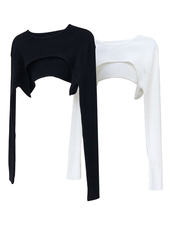 flowersverse Original Solid Knitwear Short Tops