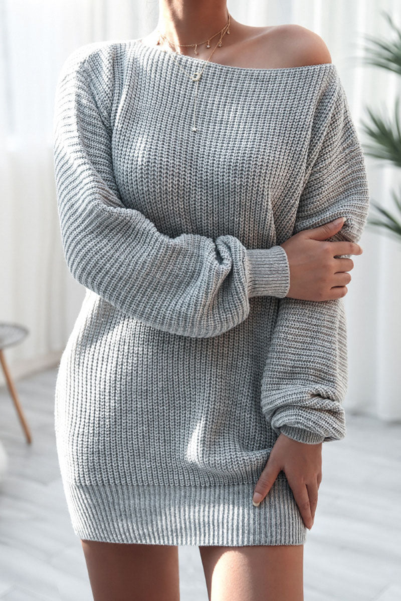 flowersverse Fashion Casual Solid Bateau Neck Straight Dresses