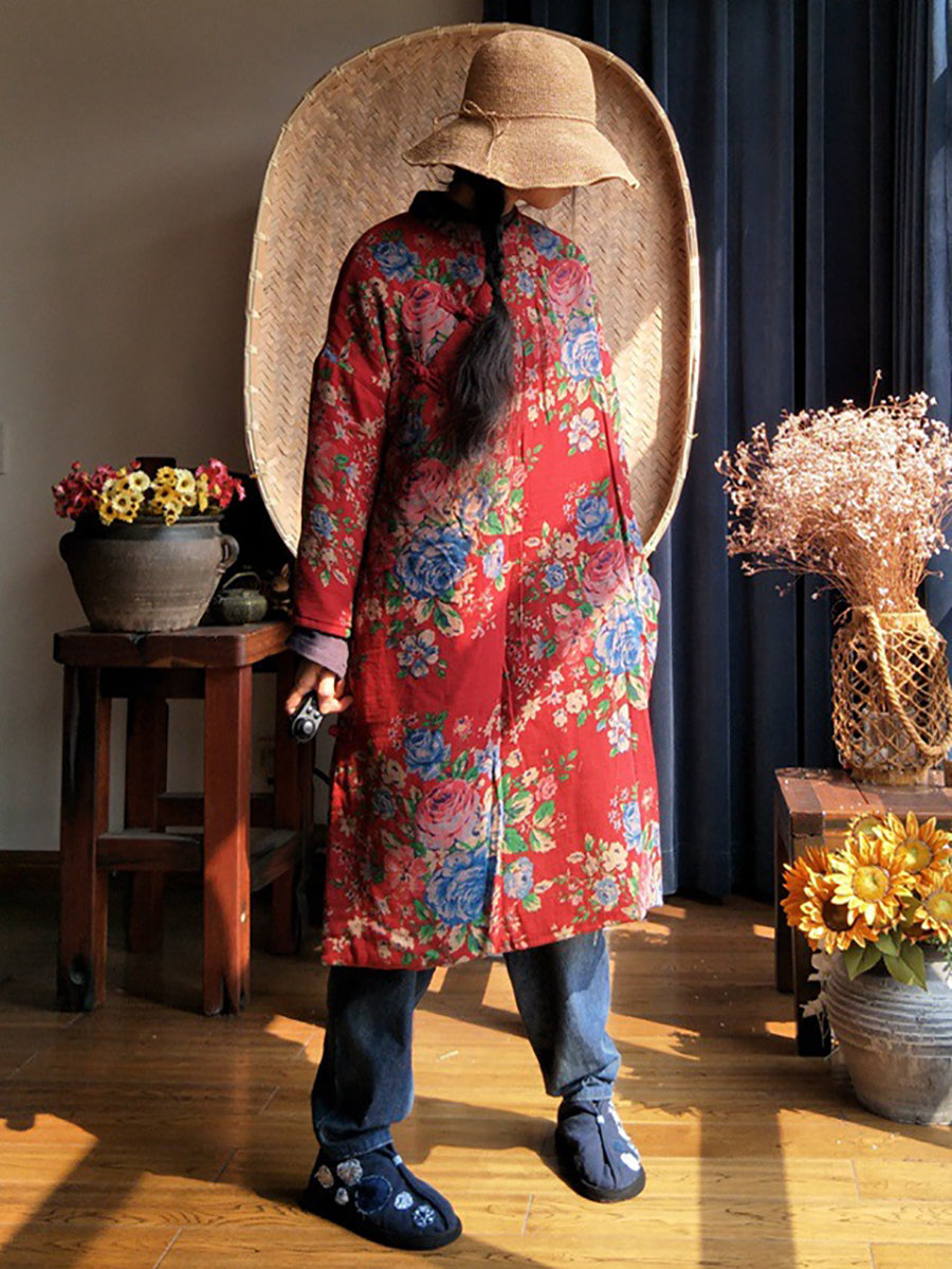 flowersverse Women Ethnic Flower Slant-Closure Dress