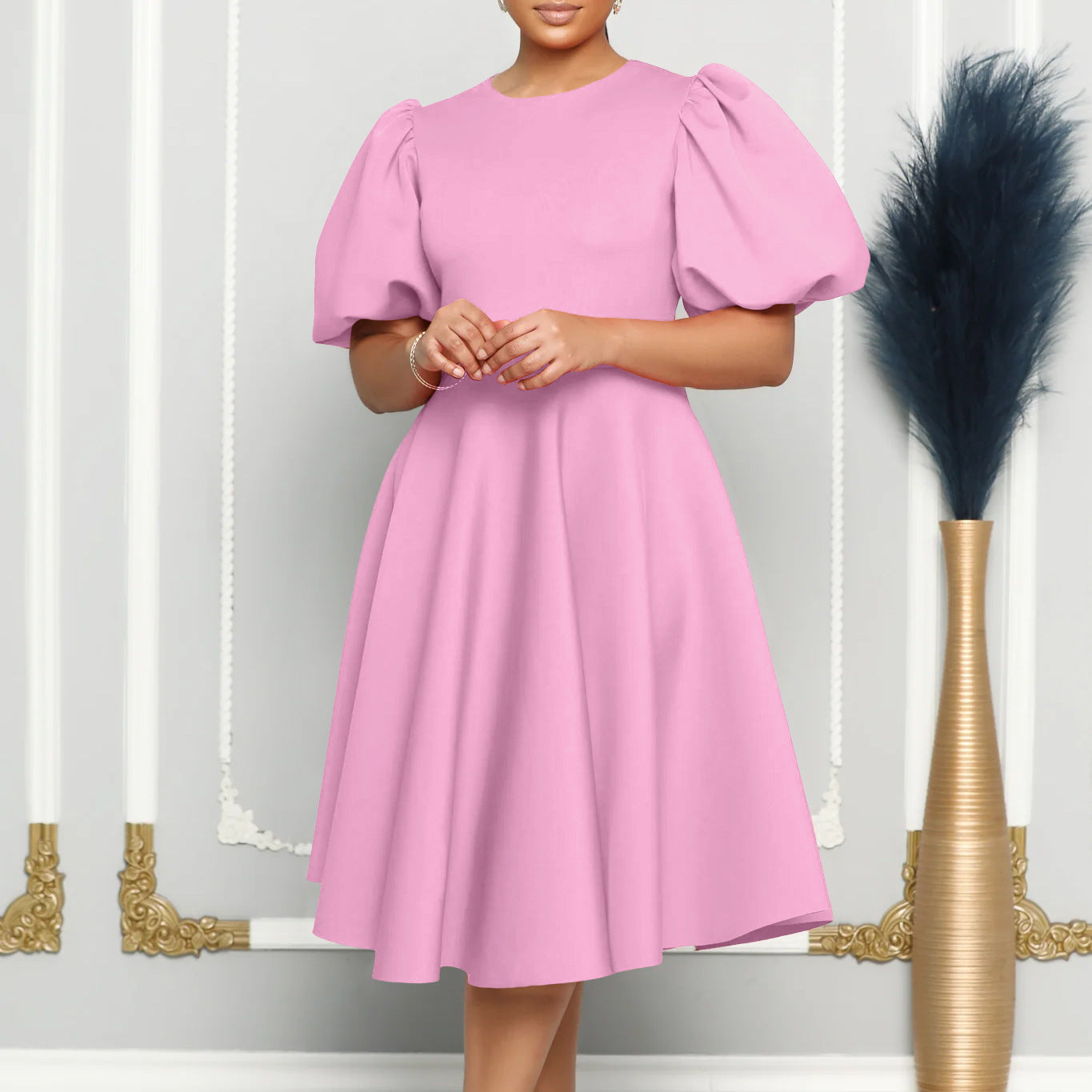 flowersverse Plus Size Women's Summer Short Sleeve Maxi Chic Elegant Formal Party Gown Dress