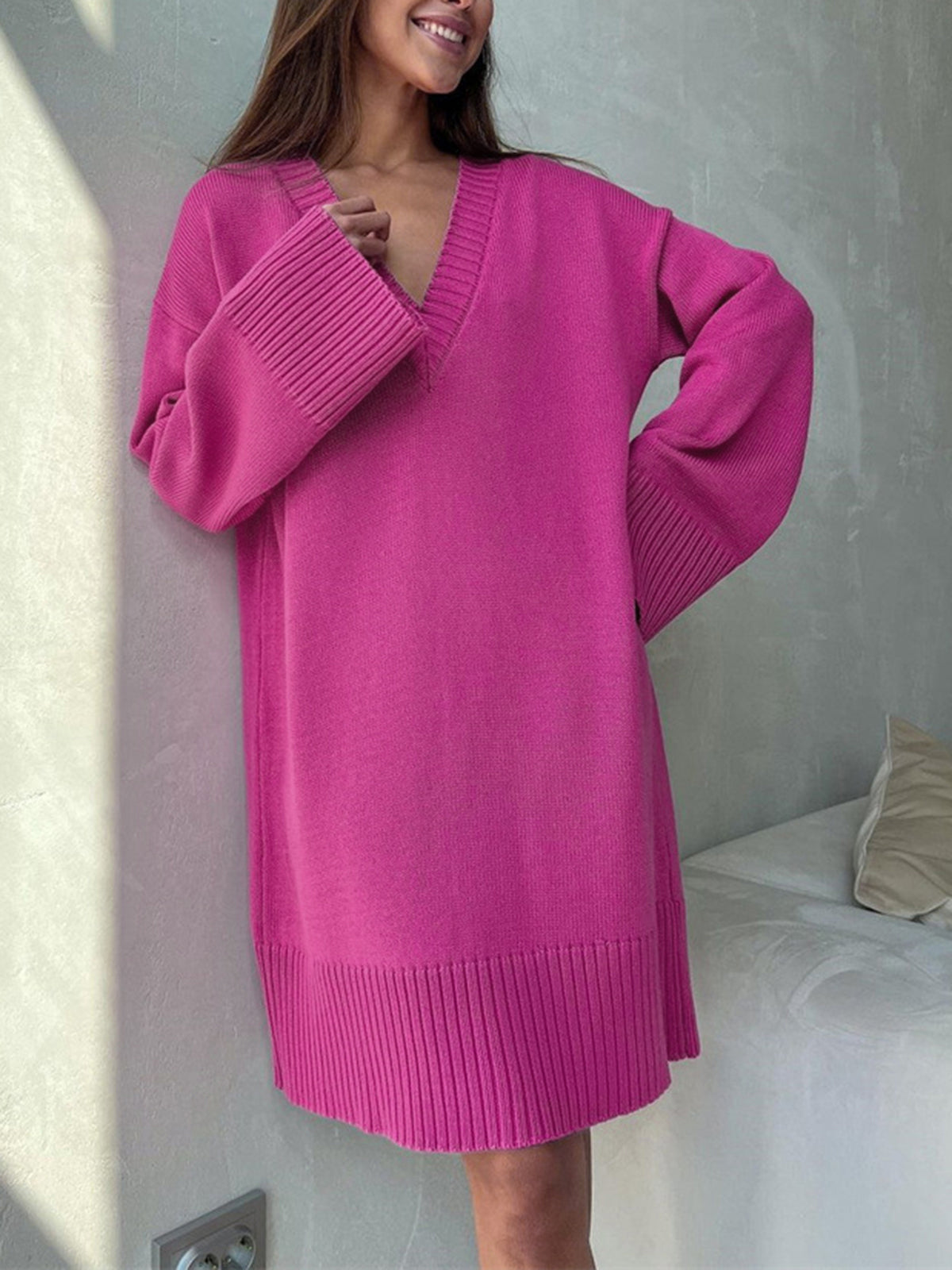 flowersverse Barbiecore Oversized Sweater Dress FC8514
