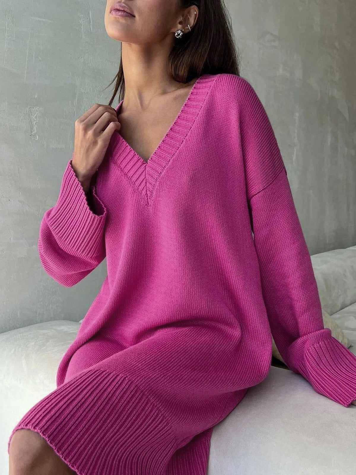 flowersverse Barbiecore Oversized Sweater Dress FC8514