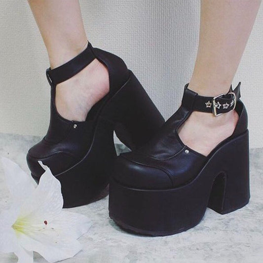 Big Size 35-43 Brand New Ladies High Platform Sandals Ankle Strap Thick High Heels Women's Sandals Gothic Cosplay Shoes Woman