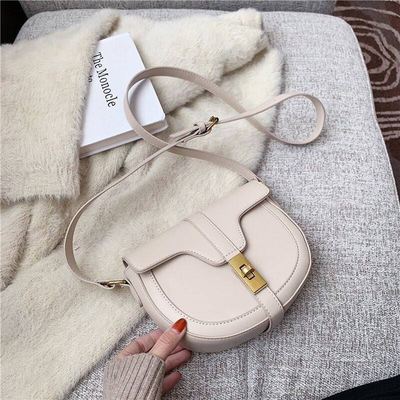flowersverse Back to school Twist Lock Design Saddle Small Shoulder Crossbody Bags For Women Summer Trends Fashion Brand Flap Ladies Handbags