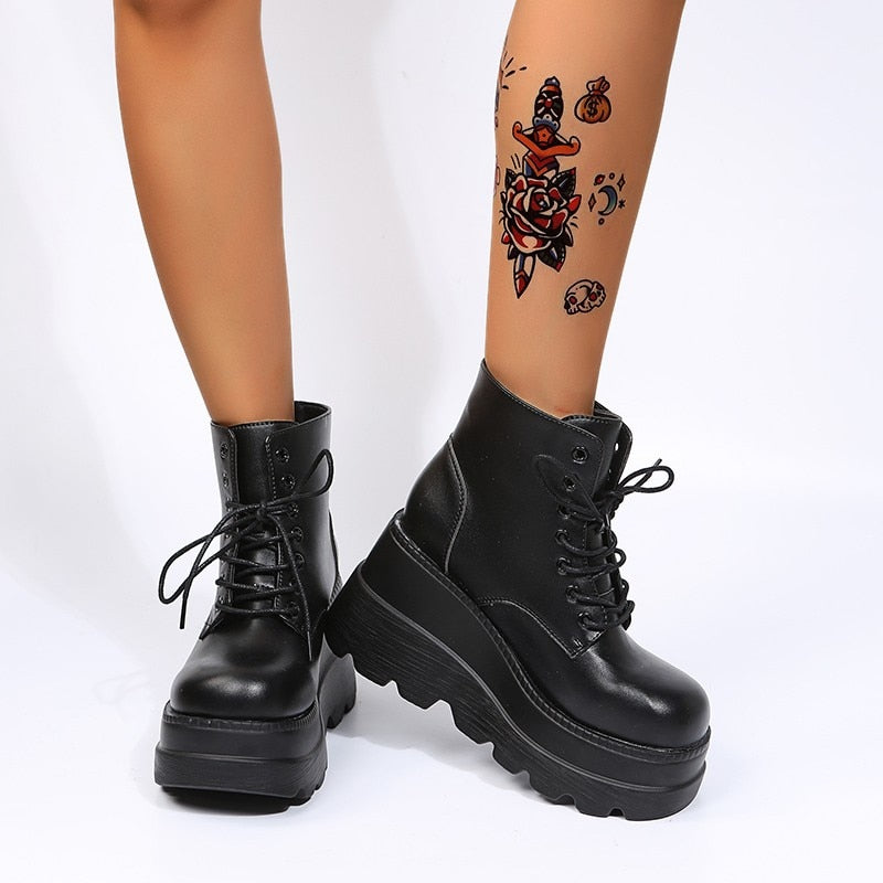 flowersverse Women's Platform Boots Winter New Warm Non-slip Sport Snow Boots Designer Fashion Ankle Boots Gladiator Motorcycle Boots