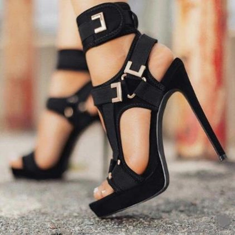 flowersverse Big Size 34-43 Brand New Ladies Thin High Heels Gladiator Sandals Platform Summer Sandals Women Party Shoes Woman