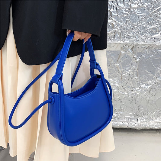 flowersverse Back to school Half Moon Small Underarm Shoulder Bags For Women Trend Fashion Design Bucket Crossbody Ladies Handbags Blue Green