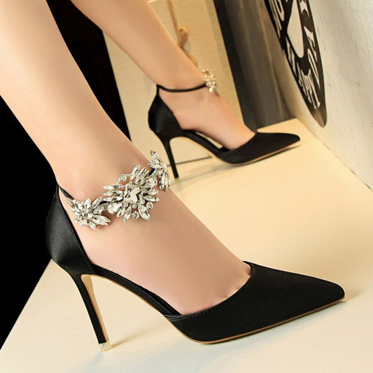 flowersverse Shoes Hollow Out Woman Pumps Red High Heels Women Heels Stiletto Wedding Shoes Buckle Party Shoes Female Shoes