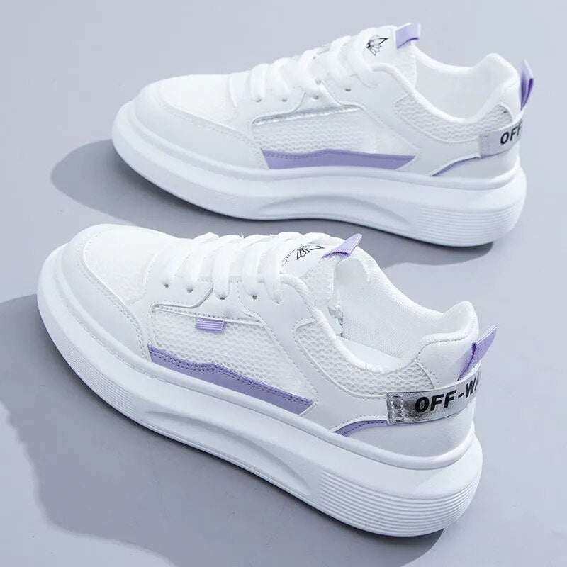 flowersverse Christmas Gift White Shoes For Women Summer Mesh Breathable Spring New Casual Sports Flats Wild Zapatillas Mujer Chaussure Femme Sneakers