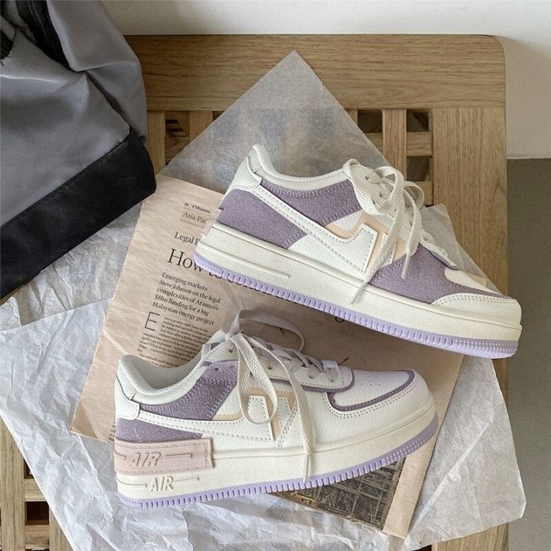 flowersverse Autumn Woman Sneakers Fashion Purple Sports Shoes Vulcanize Ladies Japan Style Lolita Breathable Casual Footwear Patchwork