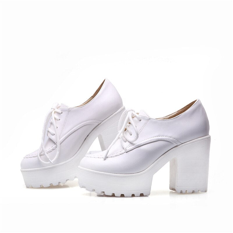 flowersverse Classic Lace-up Ankle Boots For Women Red White Short Boots Women Euro Style Women's Shoes Autumn Spring Punk High Heels Shoes