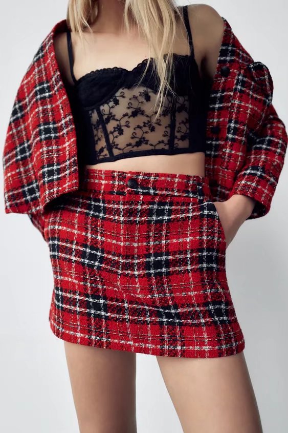 flowersverse Autumn And Winter New Plaid Red Jacket Women's Long Sleeve Korean Loose Fashion Coat Patchwork Blazer Coats