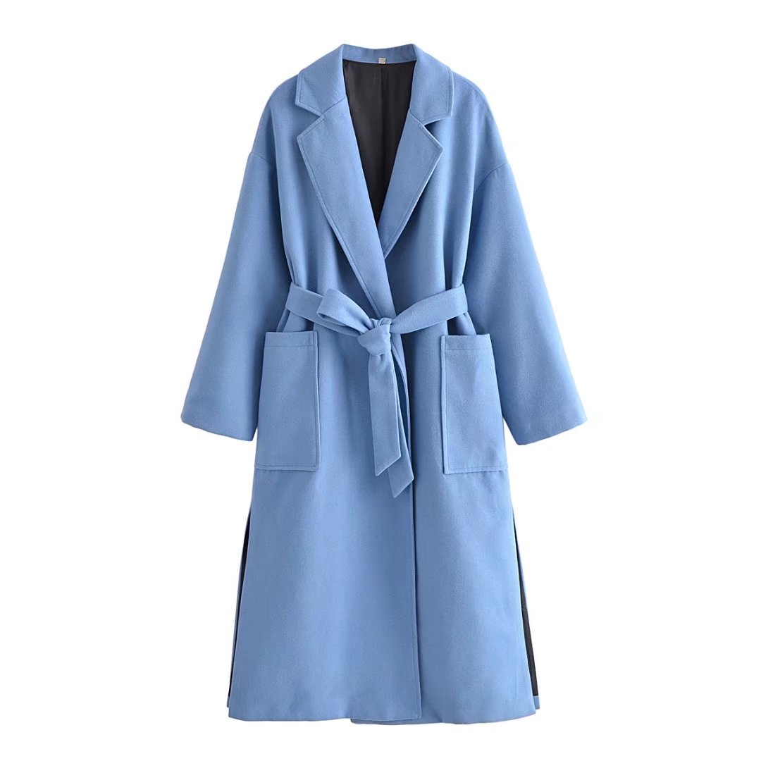 flowersverse Autumn Windbreaker Women Spring Solid Long Belt Blazer Trench Coat Loose Temperament Vintage Female Trench Overcoat