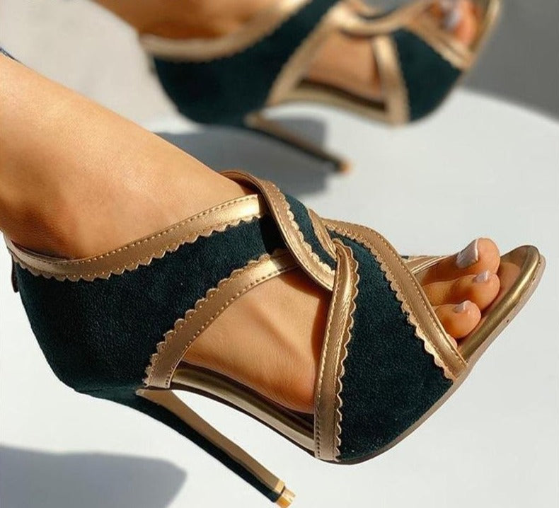 flowersverse High Heels Women Sandals Summer Gladiator Cross Strappy Open Toe Ladies Shoes Stiletto Bridal Wedding Party Pumps