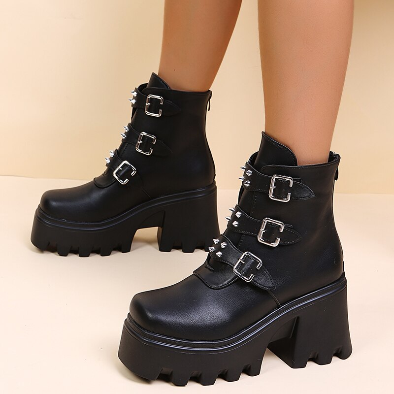 flowersverse Women's Platform Boots Winter New Warm Non-slip Sport Snow Boots Designer Fashion Ankle Boots Gladiator Motorcycle Boots