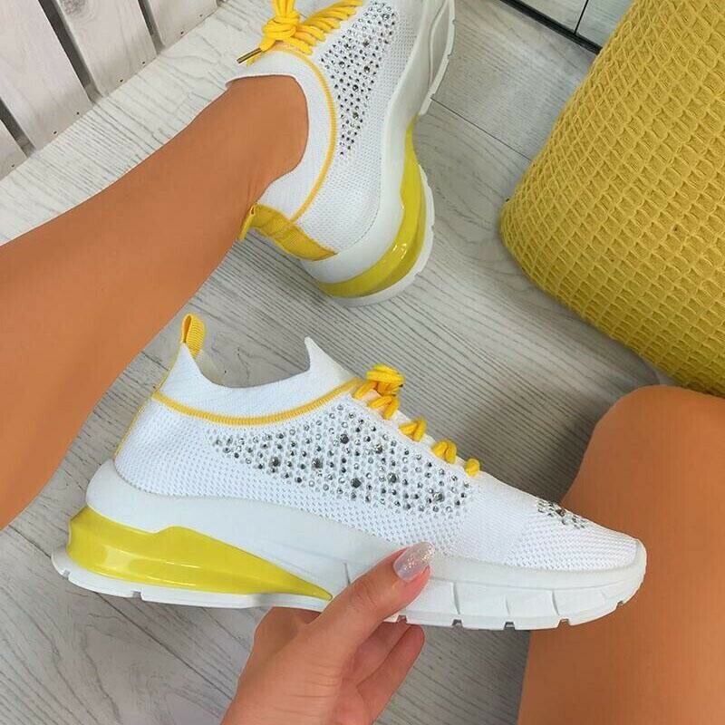 Christmas Gift Women Vulcanized Shoes Lace Up Casual Sneakers Flats Ladies Platform Mesh Breathable Walking Plus Size Female Shoe New