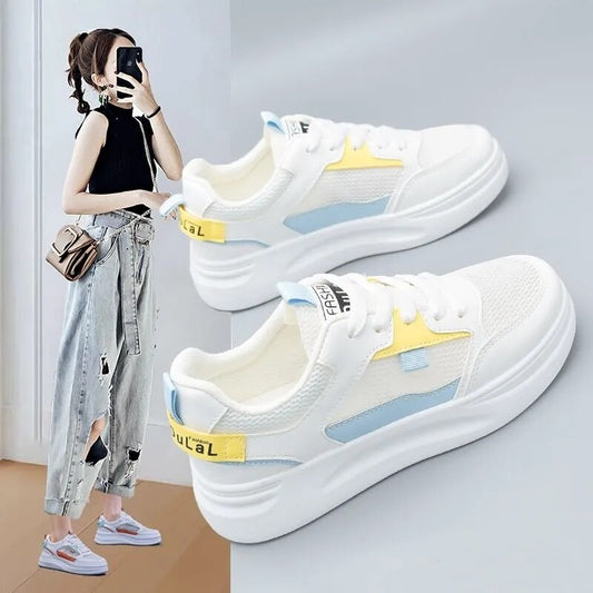 flowersverse Christmas Gift White Shoes For Women Summer Mesh Breathable Spring New Casual Sports Flats Wild Zapatillas Mujer Chaussure Femme Sneakers