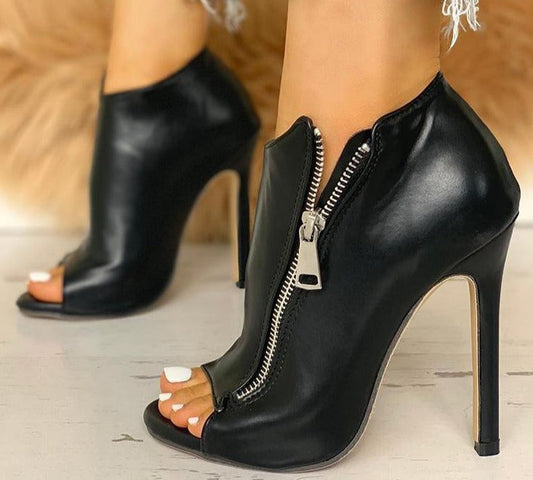 flowersverse New Women summer Thin High Heels 11cm Zipper Peep Toe gladiator pumps office sandals party shoes