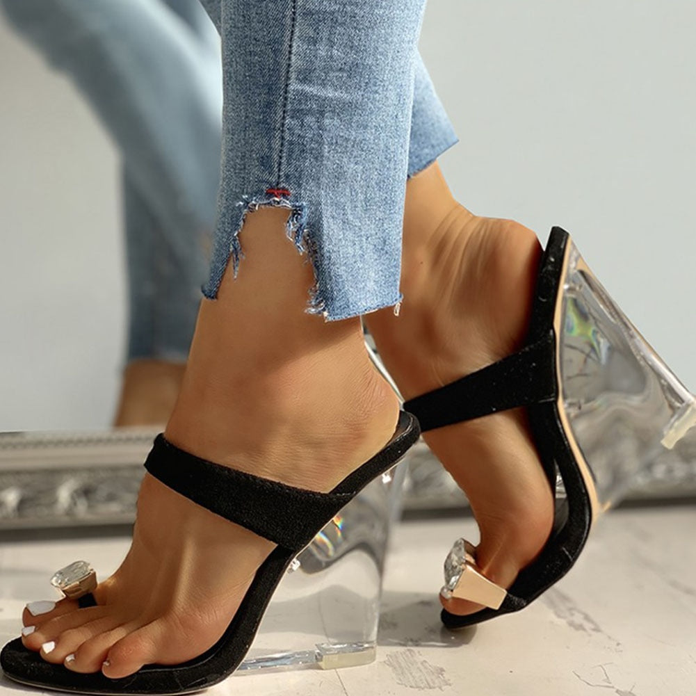 flowersverse Wedges High Heels Party Summer Woman Shoes Women Slip On Flip Flops Sandals Female Mules
