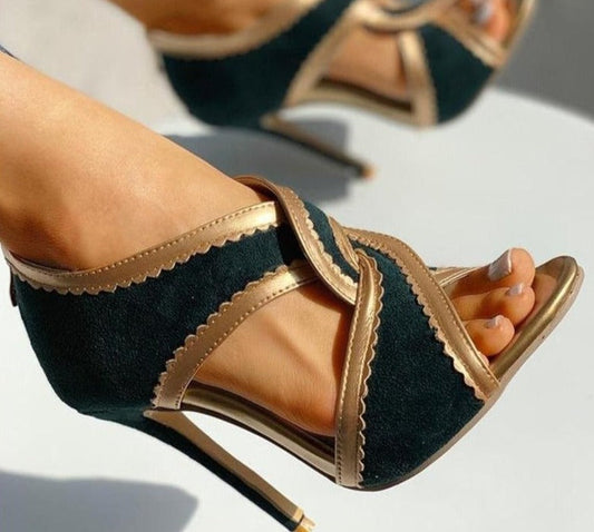 flowersverse Back to College SHY High Heels Women Sandals Summer Gladiator Cross Strappy Open Toe Ladies Shoes Stiletto Bridal Wedding Party Pumps