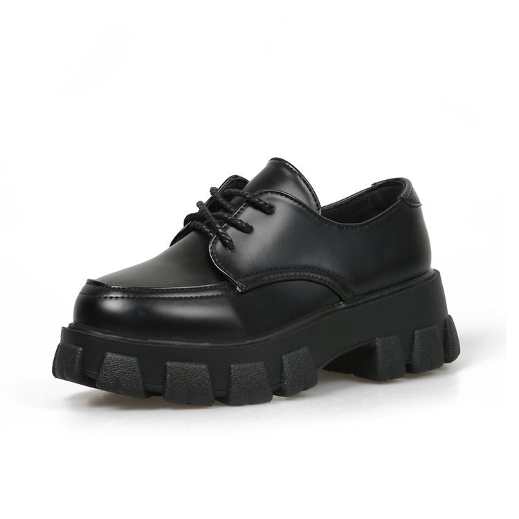 flowersverse Ladies Leather Shoes Platform Heel Women Shoes Luxury Brand High Quality Women Oxford Casual Shoes Womens Flats A62-68