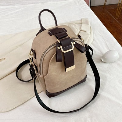 flowersverse Back to school Vintage Patchwork Women Backpack Small Luxury Design Female Shoulder Bag Ladies Totes PU Leather Schoolbag Backpacks Bagpack