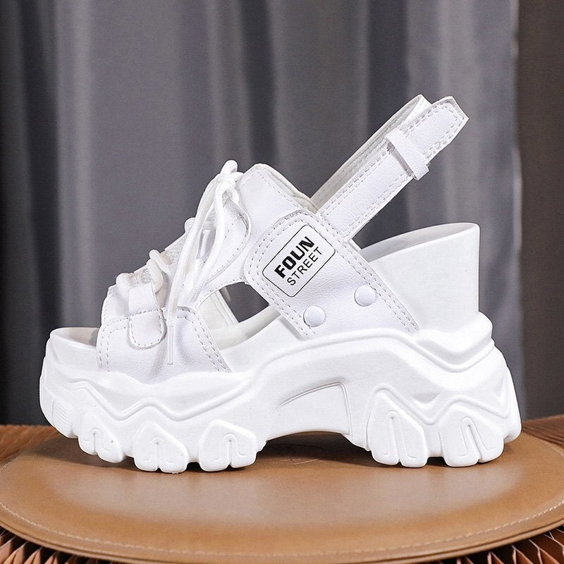 flowersverse High Heels Sandals Women Shoes New Summer Wedges Height Increasing 11cm Ladies Sandal Platform Chunky Shoes Sandalias Mujer