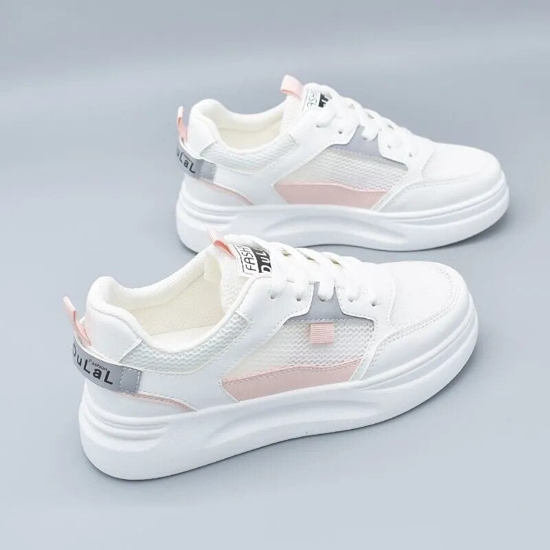 flowersverse Christmas Gift White Shoes For Women Summer Mesh Breathable Spring New Casual Sports Flats Wild Zapatillas Mujer Chaussure Femme Sneakers