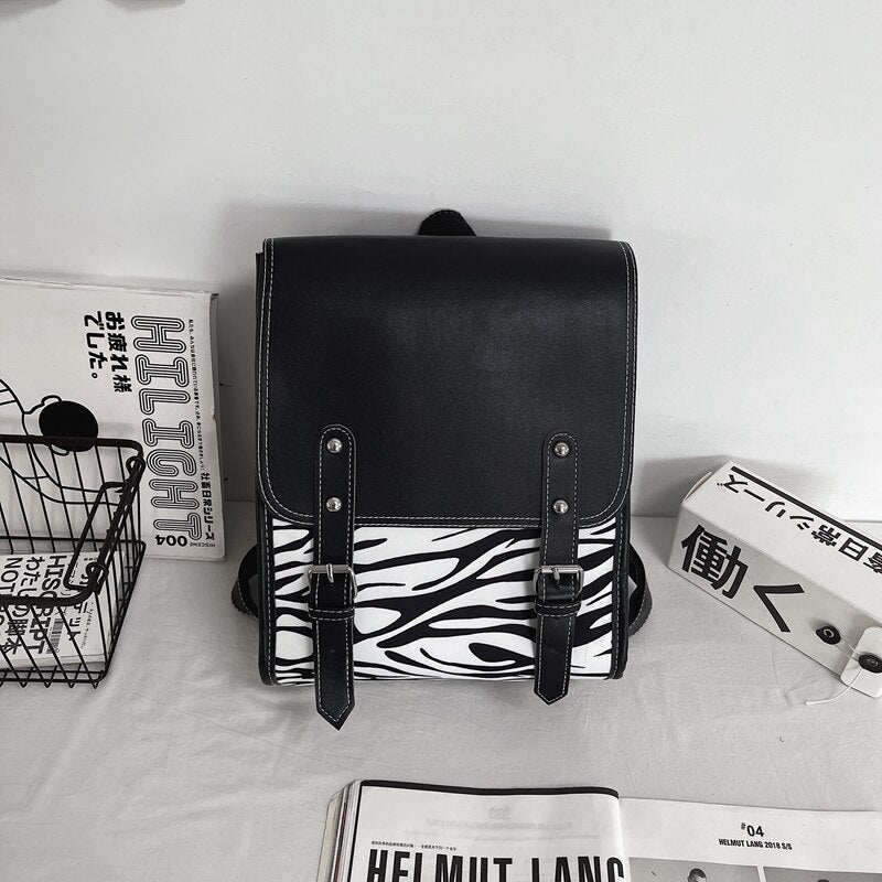 flowersverse Backpacks Women Leather Cute Zebra Backpack Female White Back Pack Black Backpacks for Teen Girls Travel Fashion Bagpack Woman
