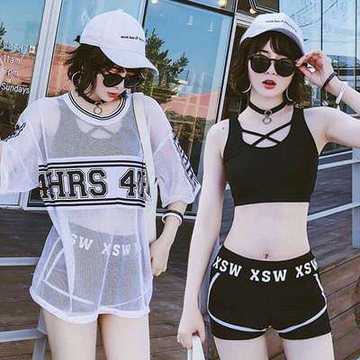flowersverse 3 Piece Bikini Set Swimwear Women Swimsuit High Waisted Bikini Letter Swimsuit Cover Up Bathing Suits Summer Suit Beachwear