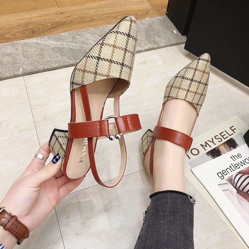 flowersverse Lady Shoes New Hollow Coarse Sandals High-heeled Shallow Mouth Pointed Pumps Work Women Female High Heels Zapatilla Lattice
