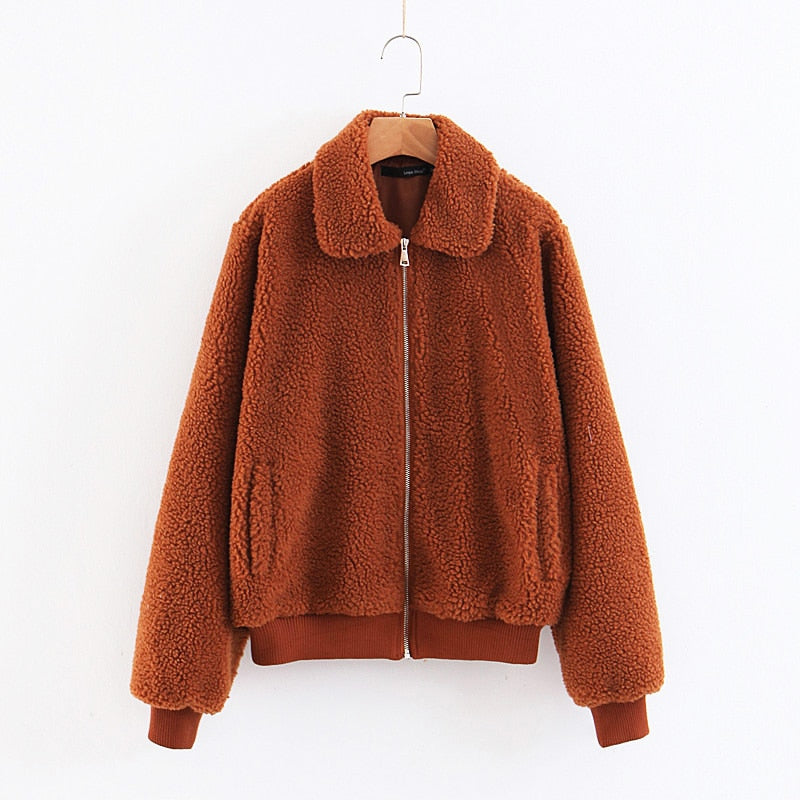 flowersverse Autumn Winter Fashion Women Faux Fur Fluffy Coat Female Zipper Furry Coats Short Jackets Ladies Thick Warm Outerwear