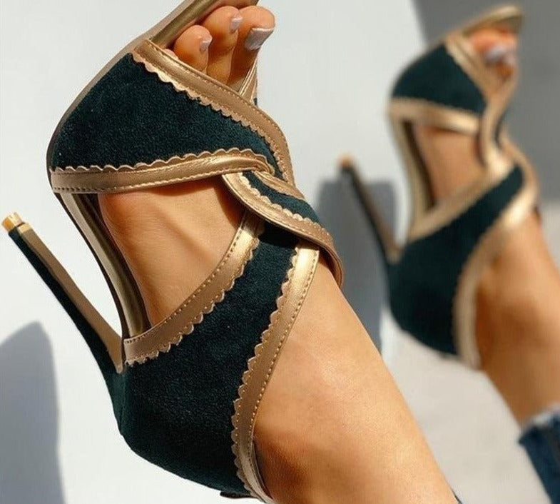 flowersverse Back to College SHY High Heels Women Sandals Summer Gladiator Cross Strappy Open Toe Ladies Shoes Stiletto Bridal Wedding Party Pumps