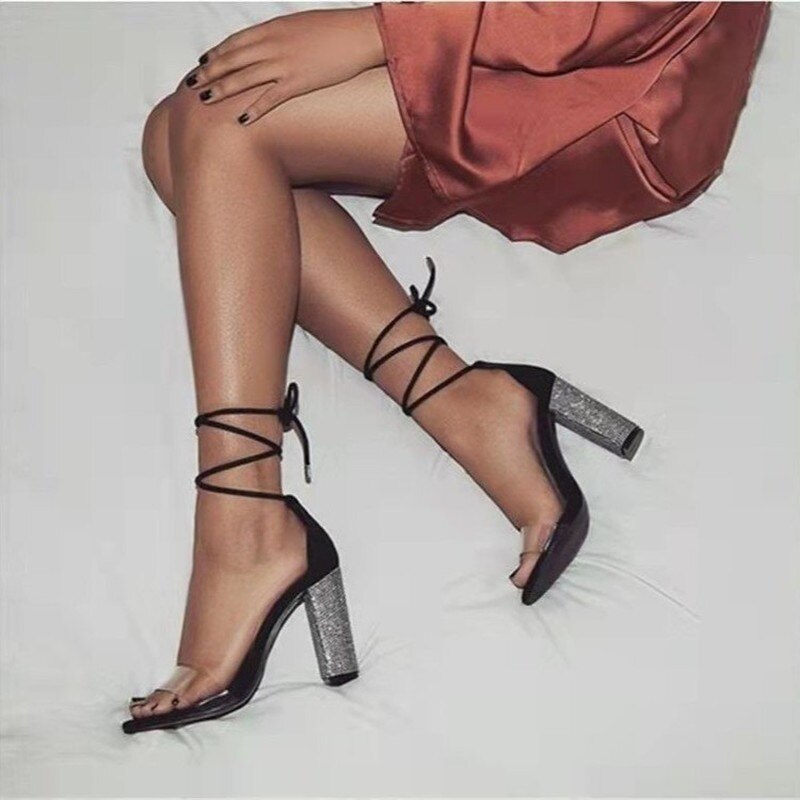 flowersverse Spring Ankle Strap Fish Mouth Hollow Roman Sandals Thick with A Word with High Heels Female Summer Female Sandals